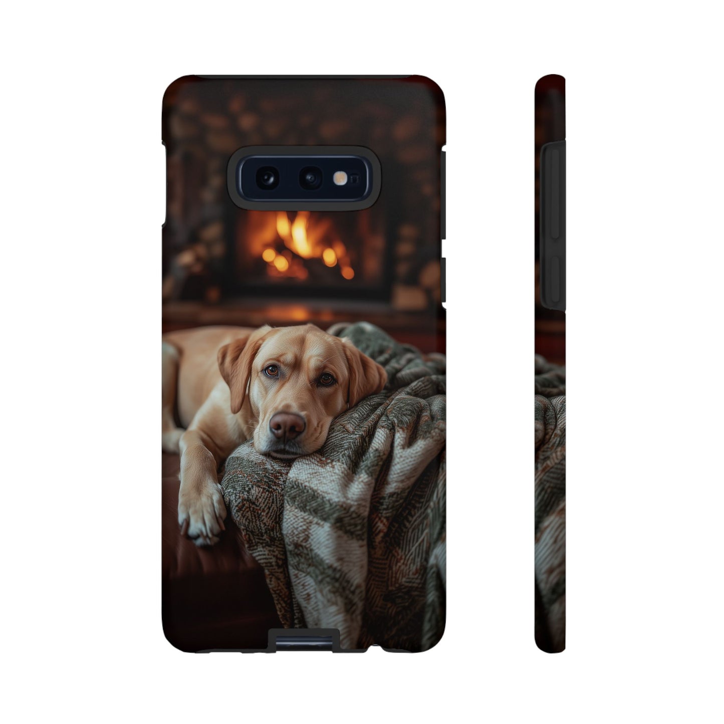 Cozy Labrador by Fireplace Samsung Galaxy Case – Rustic Cabin Protective Cover