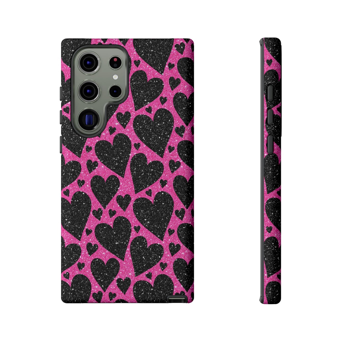 Pink Glitter Hearts Samsung Galaxy Case