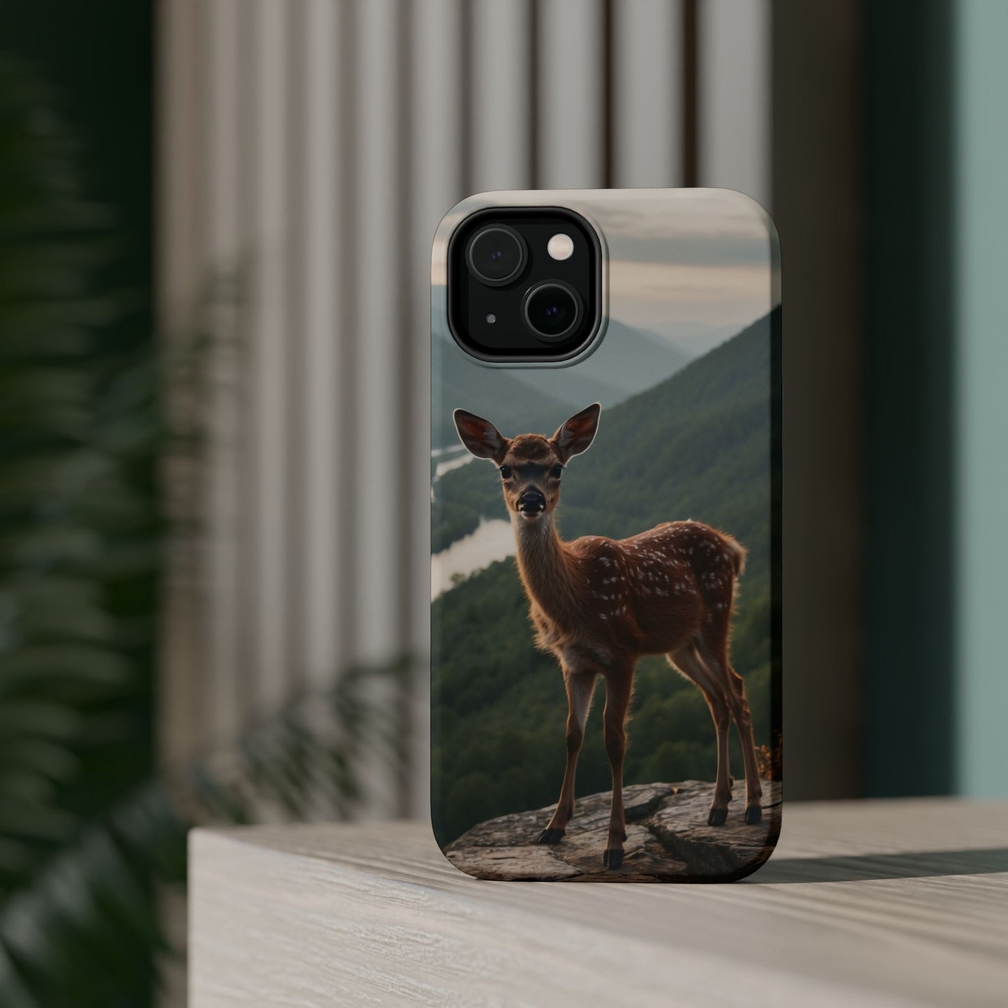 Majestic Fawn Overlooking Mountain Vista MagSafe iPhone Case