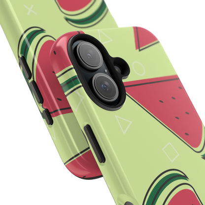 Watermelon Slice iPhone Case – Fresh & Fun Design with Retro Geometric Pattern