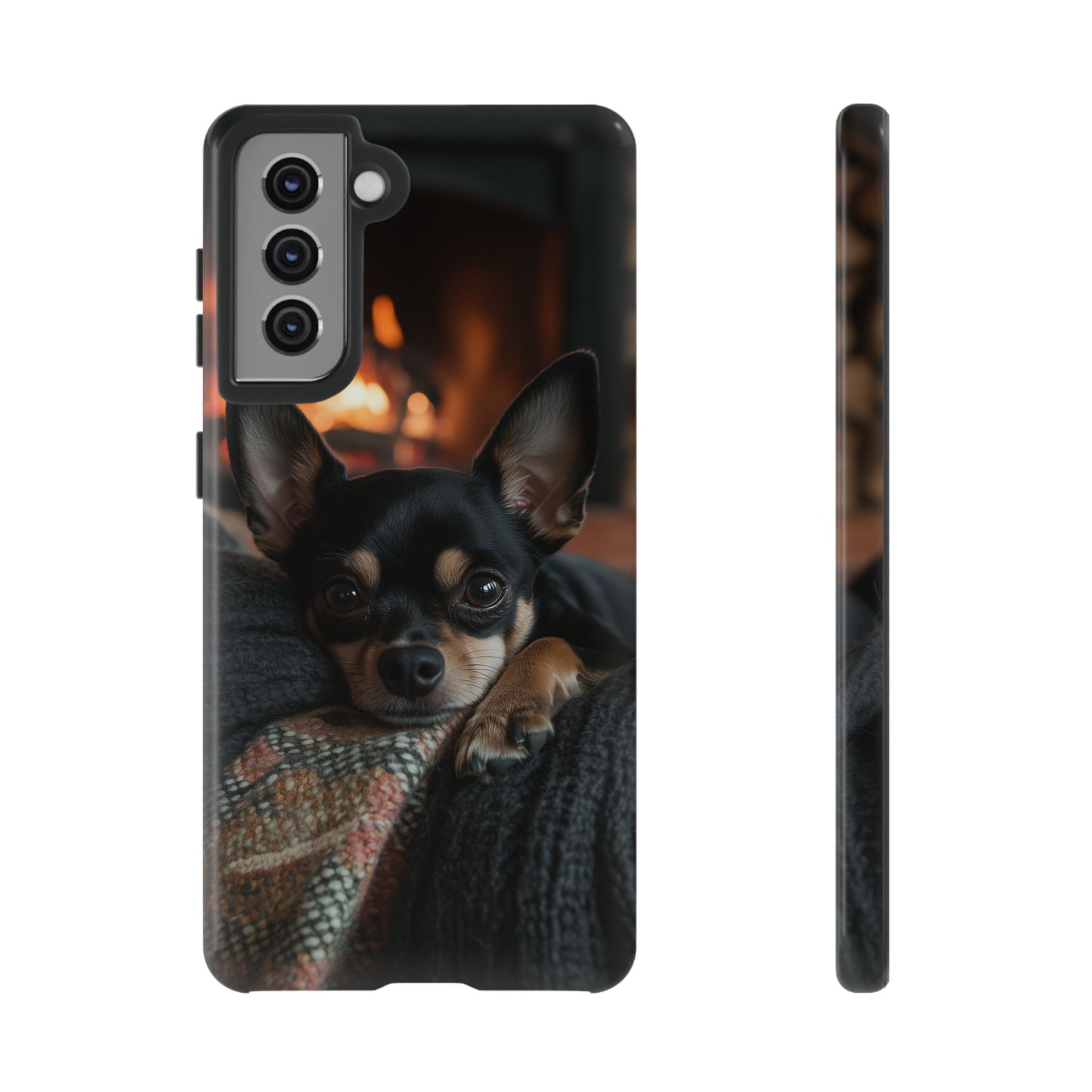 Cozy Chihuahua Fireplace Samsung Galaxy Case – Warm and Protective Design