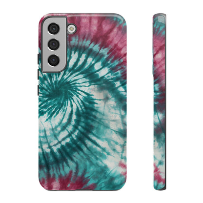 Teal and Pink Spiral Tie-Dye Samsung Galaxy Case – Boho Chic Design