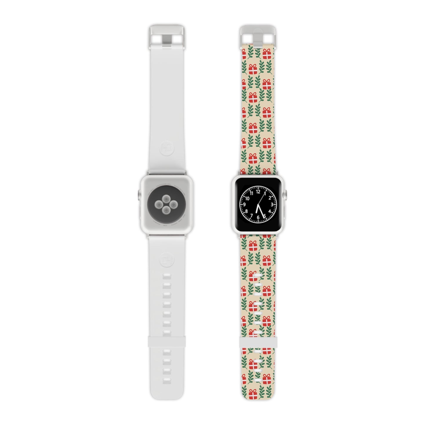  Holiday Cheer Red Gifts & Green Leaves  Apple Watch Band