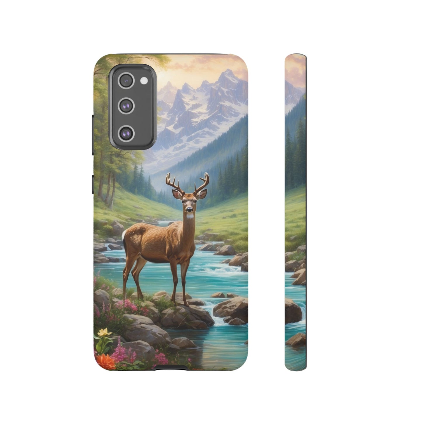 Alpine Serenity – Stag in Mountain Bliss Samsung Galaxy Phone Case