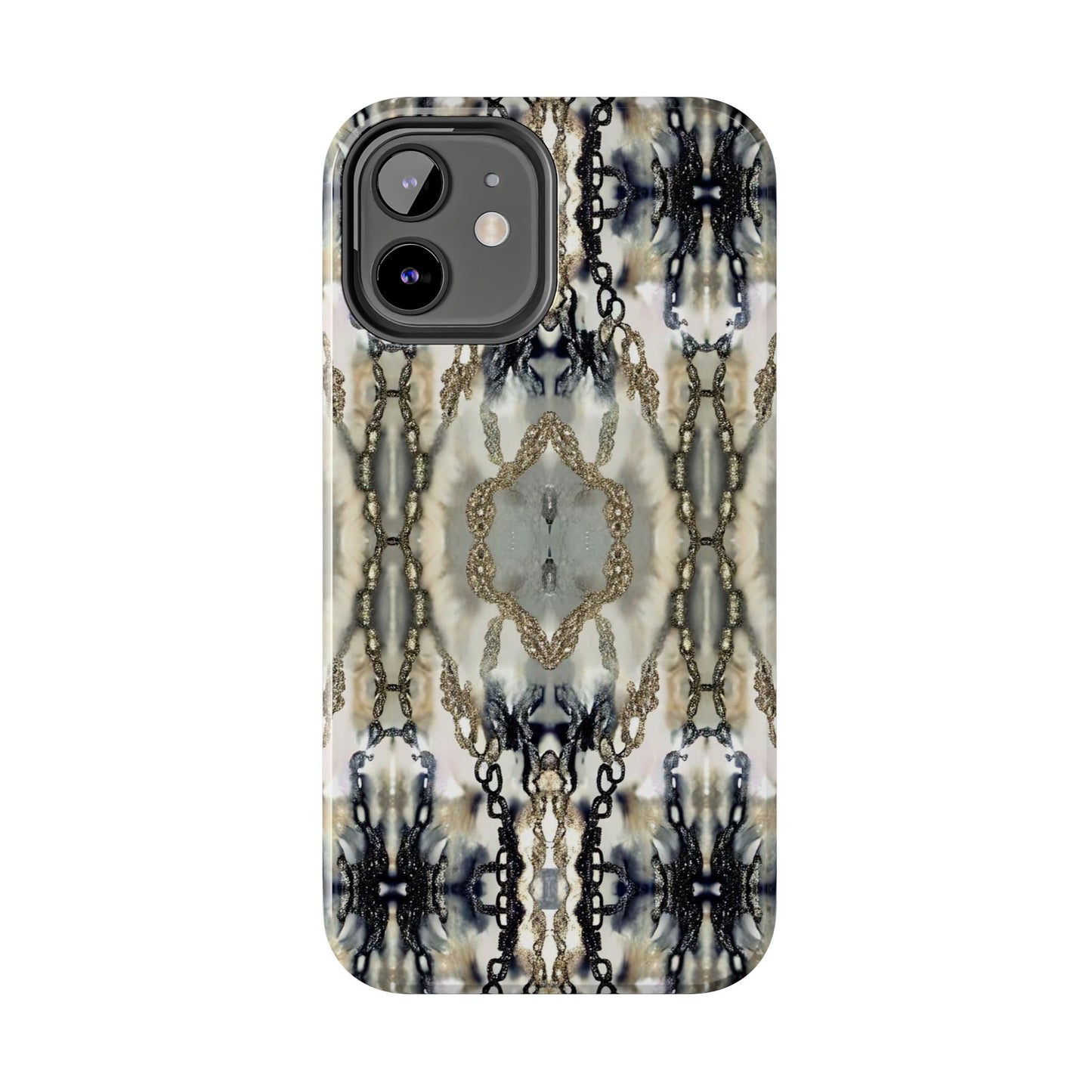 Abstract Marble - Metal Chain Pattern iPhone Case - Chic Protective Cover