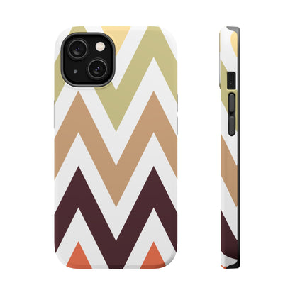 Earthy Chevron MagSafe iPhone Case – Boho-Inspired Design with Dual-Layer Protection