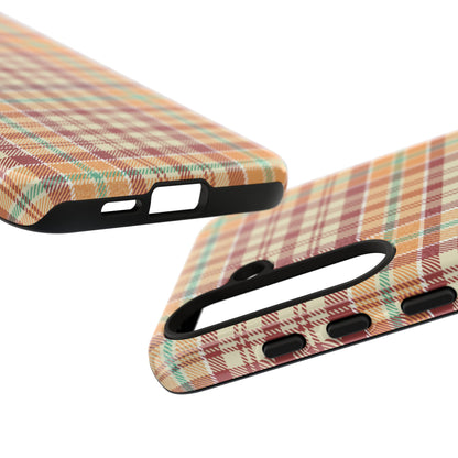 Retro Chic Plaid Samsung Galaxy Case in Red, Orange, Green & Cream – Timeless Vintage Design