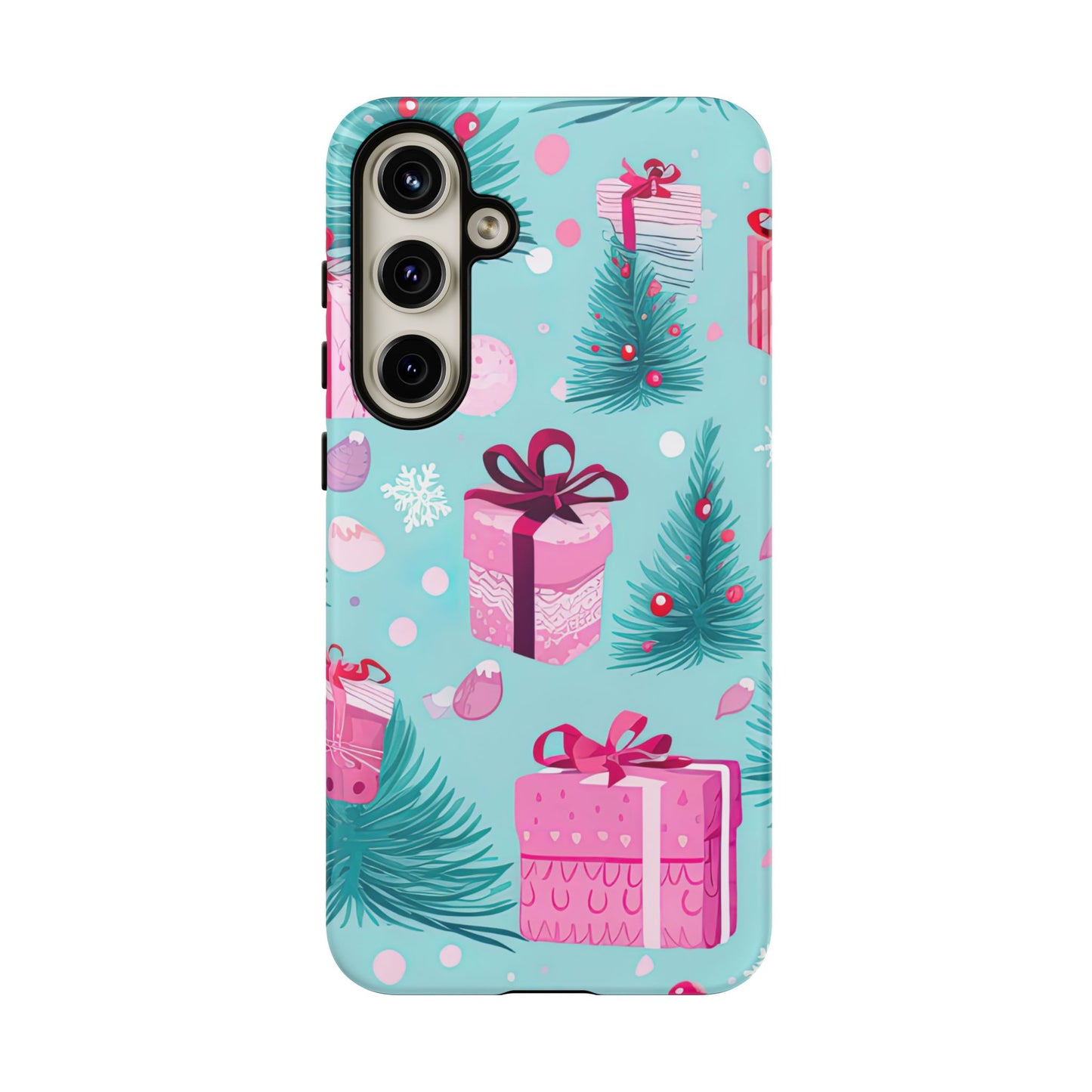 Festive Pink Christmas Gifts and Evergreen Samsung Galaxy Case – Holiday Theme, Protective Cover