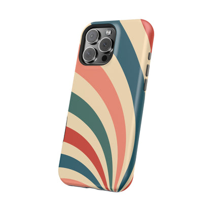 Retro Sunburst Swirl MagSafe iPhone Case – Dual-Layer Protection with Bold 70s Vibes