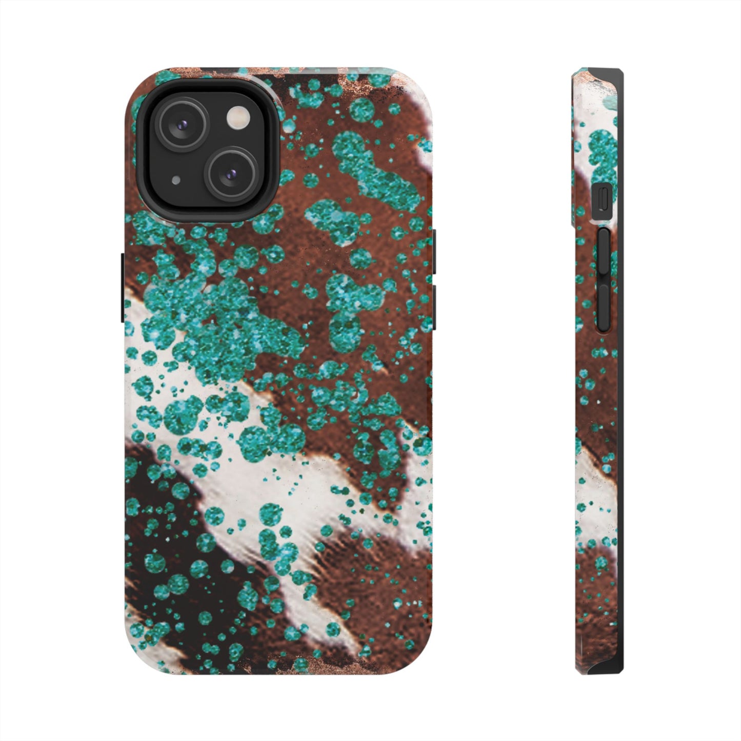 Teal Glitter Cowhide - iPhone Series Case