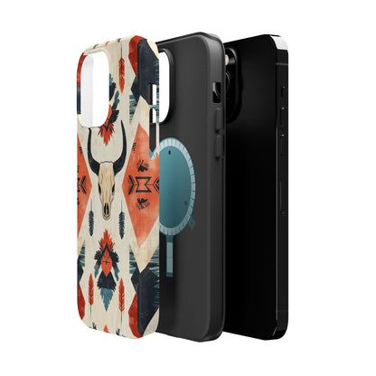 Southwestern Boho Skull Tough MagSafe iPhone Case – Durable Matte Finish, Dual-Layer Protection