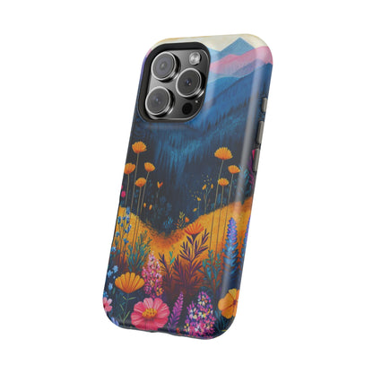 Vibrant Wildflower Mountain MagSafe iPhone Case – Bold Nature Art, Dual - Layer Protection - BOGO Cases