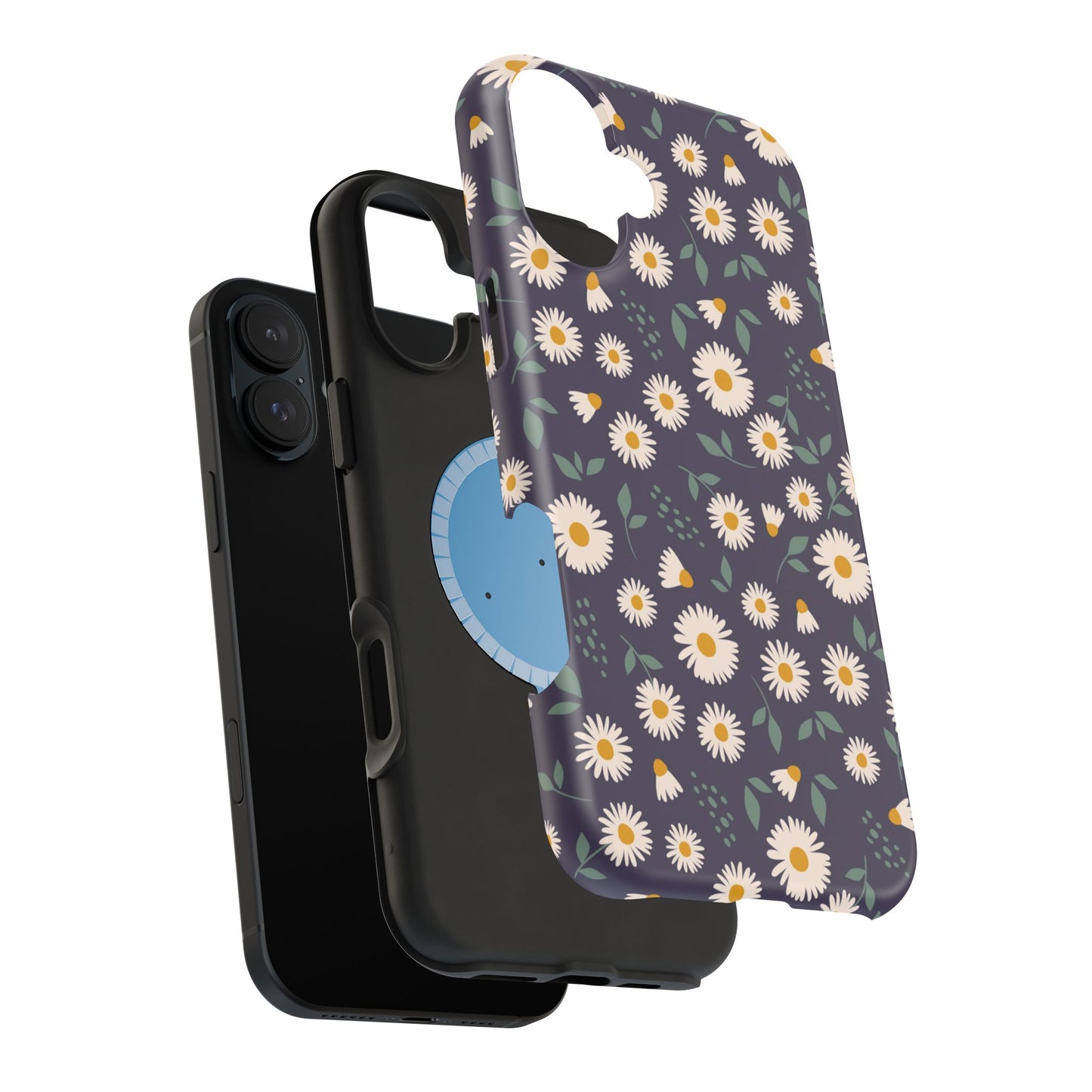 Midnight Daisy MagSafe iPhone Case – Dark Navy Floral Design, Slim and Protective