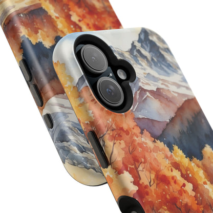 Watercolor Autumn Forest and Mountains - MagSafe iPhone Case