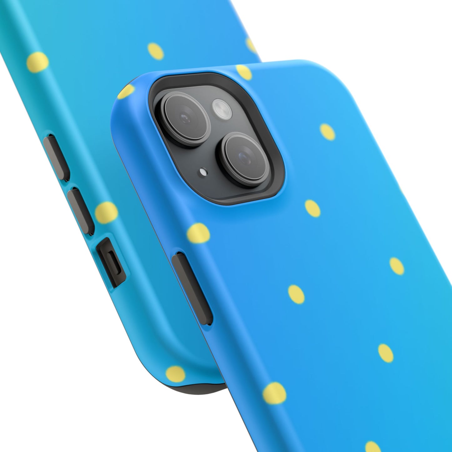 Blue Ocean Gradient Polka Dots MagSafe iPhone Case – Shockproof, Smooth Matte Finish, Dual-Layer Design