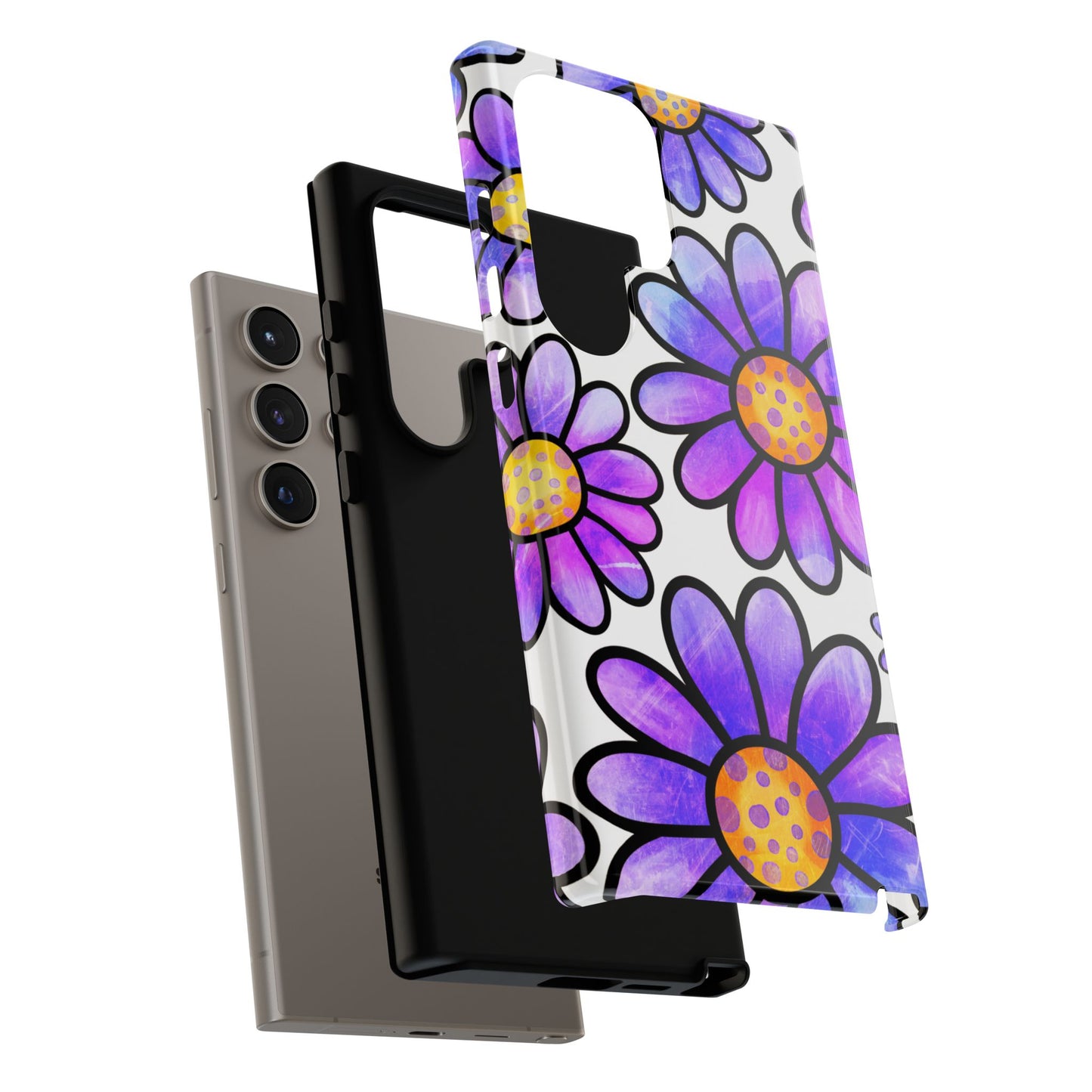 Purple Daisy Delight Samsung Galaxy Case – Slim Profile, Glossy Finish