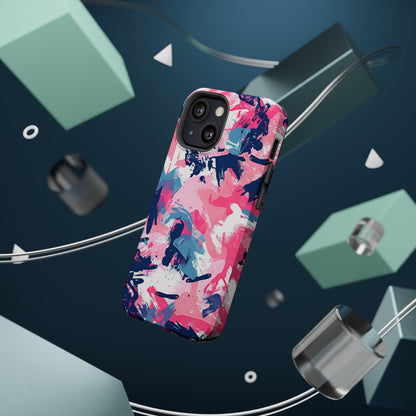 Vibrant Pink & Navy Abstract Splash – MagSafe iPhone Case