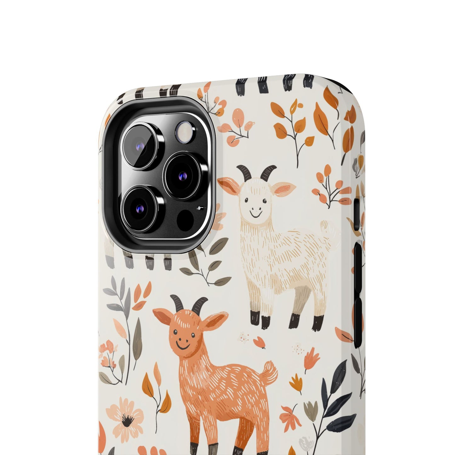 iPhone Case: Smiley Goats & Dried Flowers – Vintage Charm