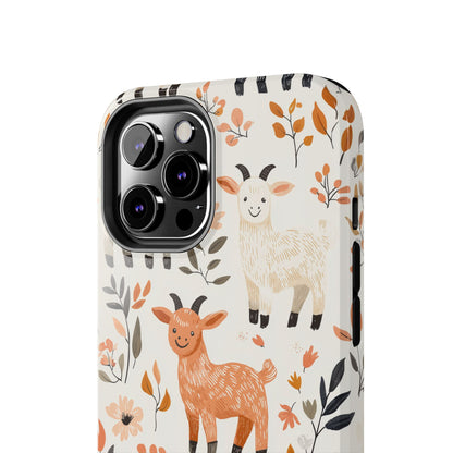 iPhone Case: Smiley Goats & Dried Flowers – Vintage Charm