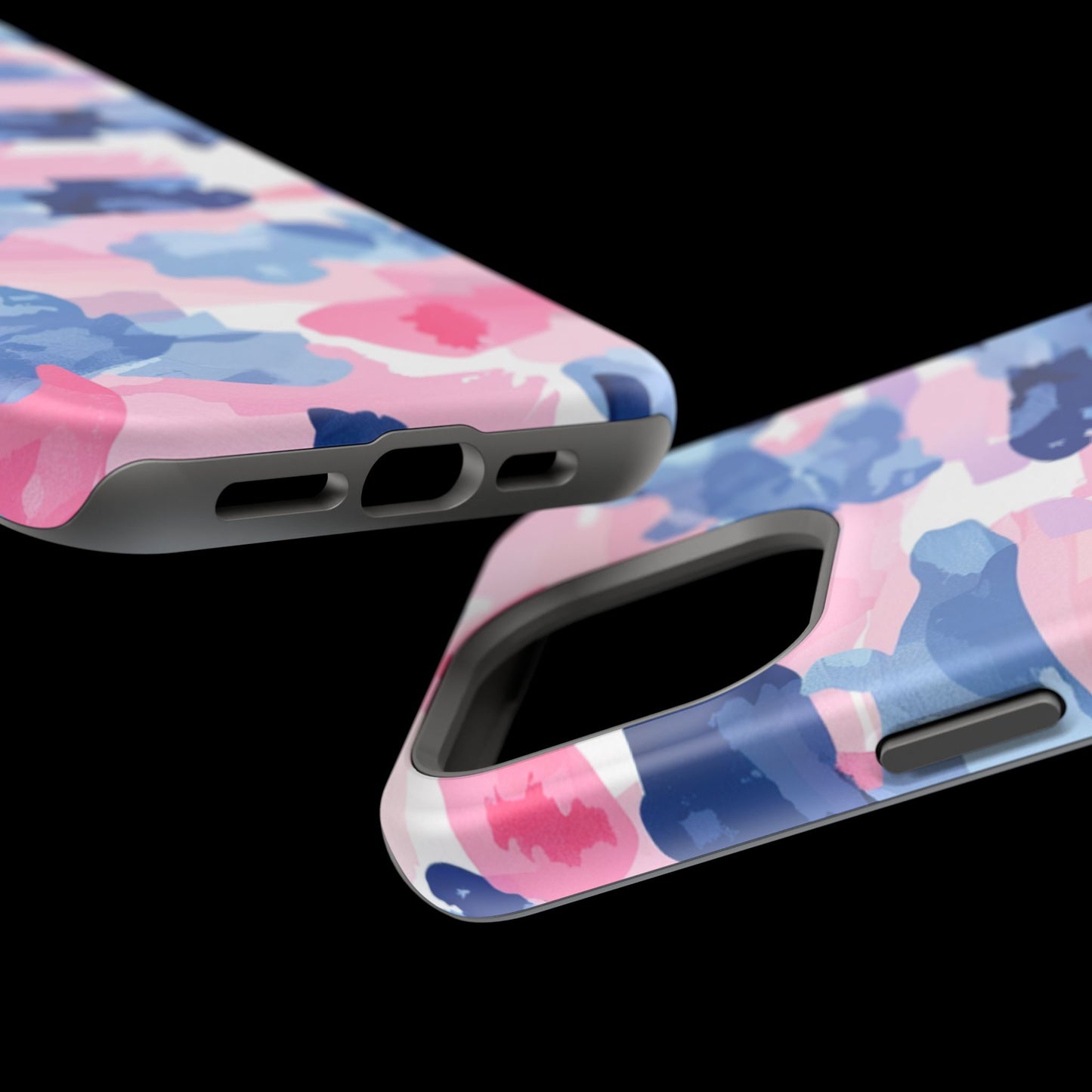 MagSafe Case: Dynamic Pink & Navy Brushstroke Art