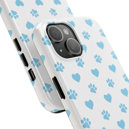 Blue Paw Prints & Hearts – Adorable and Durable iPhone Case for Pet Lovers