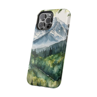 Watercolor Alpine Mountainscape - MagSafe iPhone Case