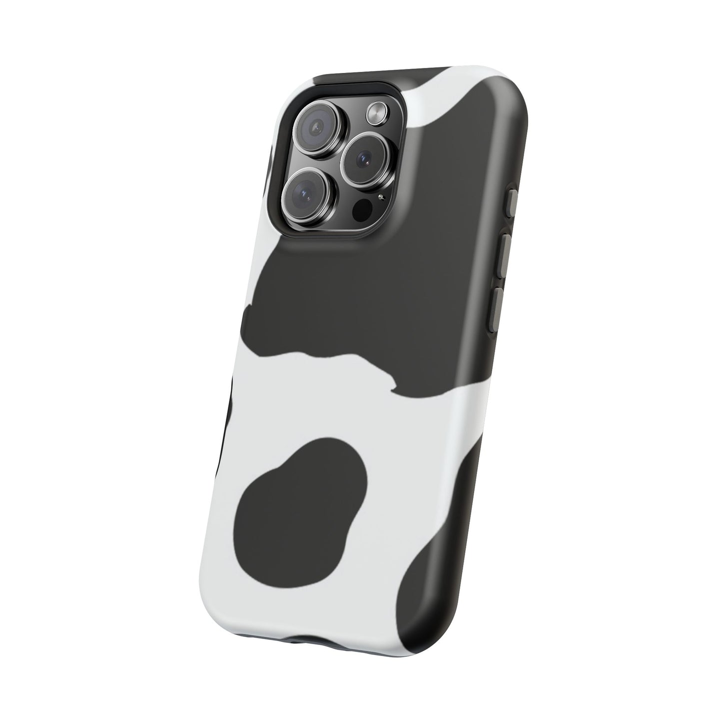 Bold Black and White Cow Print Tough MagSafe iPhone Case – Modern Animal Pattern with Dual-Layer Protection