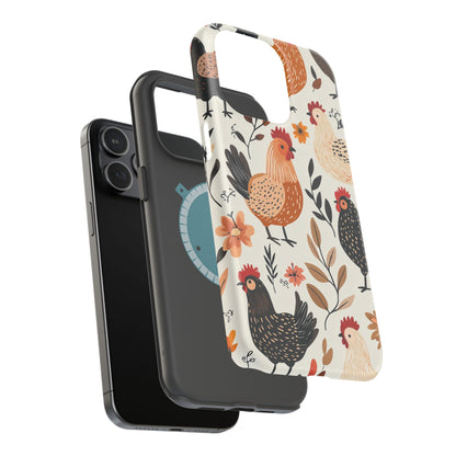 MagSafe iPhone Case: Cluckin' Vintage – Chickens & Leaves