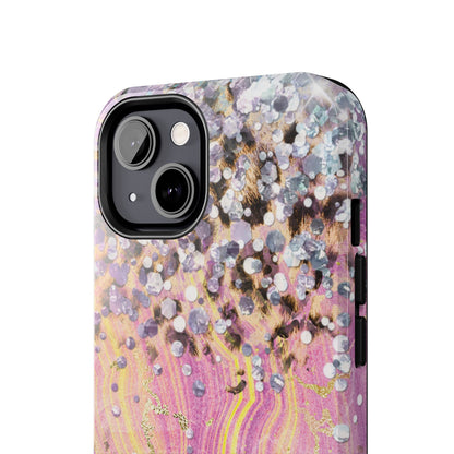 Crystal Glam Leopard - iPhone Series Case with Glitter and Gem Accents