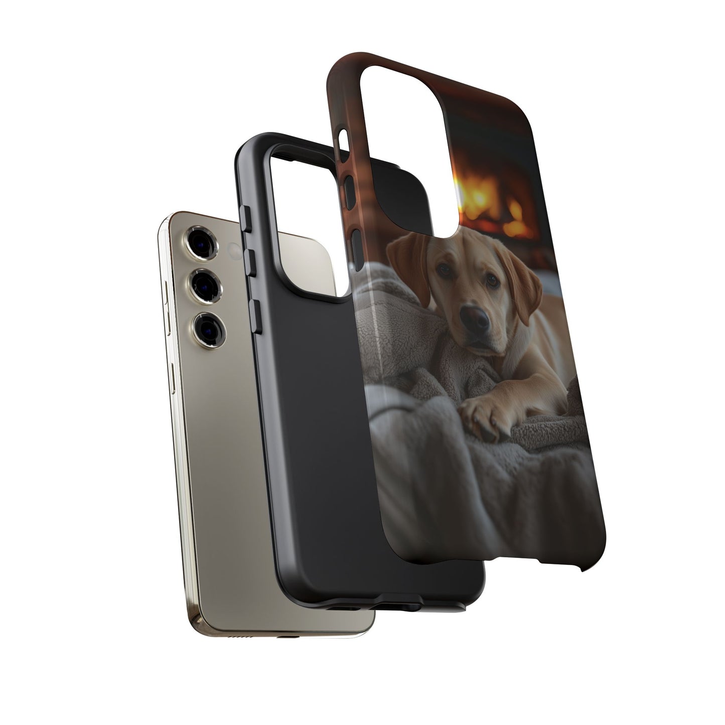 Cozy Golden Retriever by the Fireplace - Samsung Galaxy Case