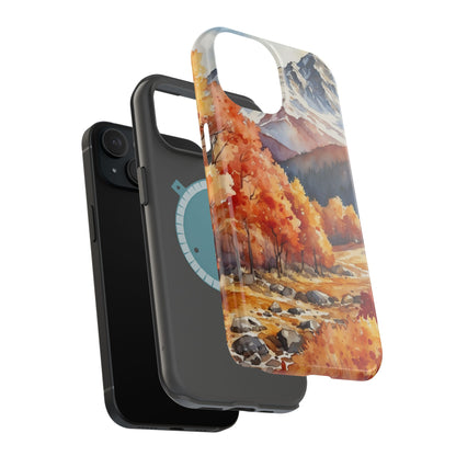 Watercolor Autumn Forest and Mountains - MagSafe iPhone Case