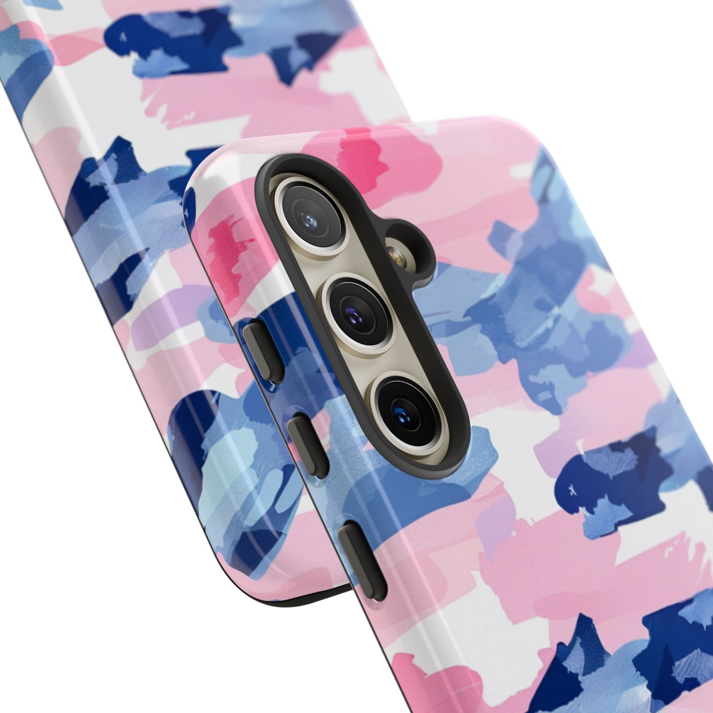 Samsung Galaxy Case: Dynamic Pink & Navy Brushstroke Art