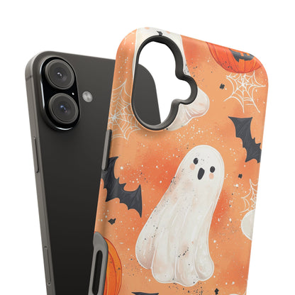 Spooky Cute Ghost MagSafe iPhone Case – Halloween Ghosts, Pumpkins, Bats & Cobwebs Design