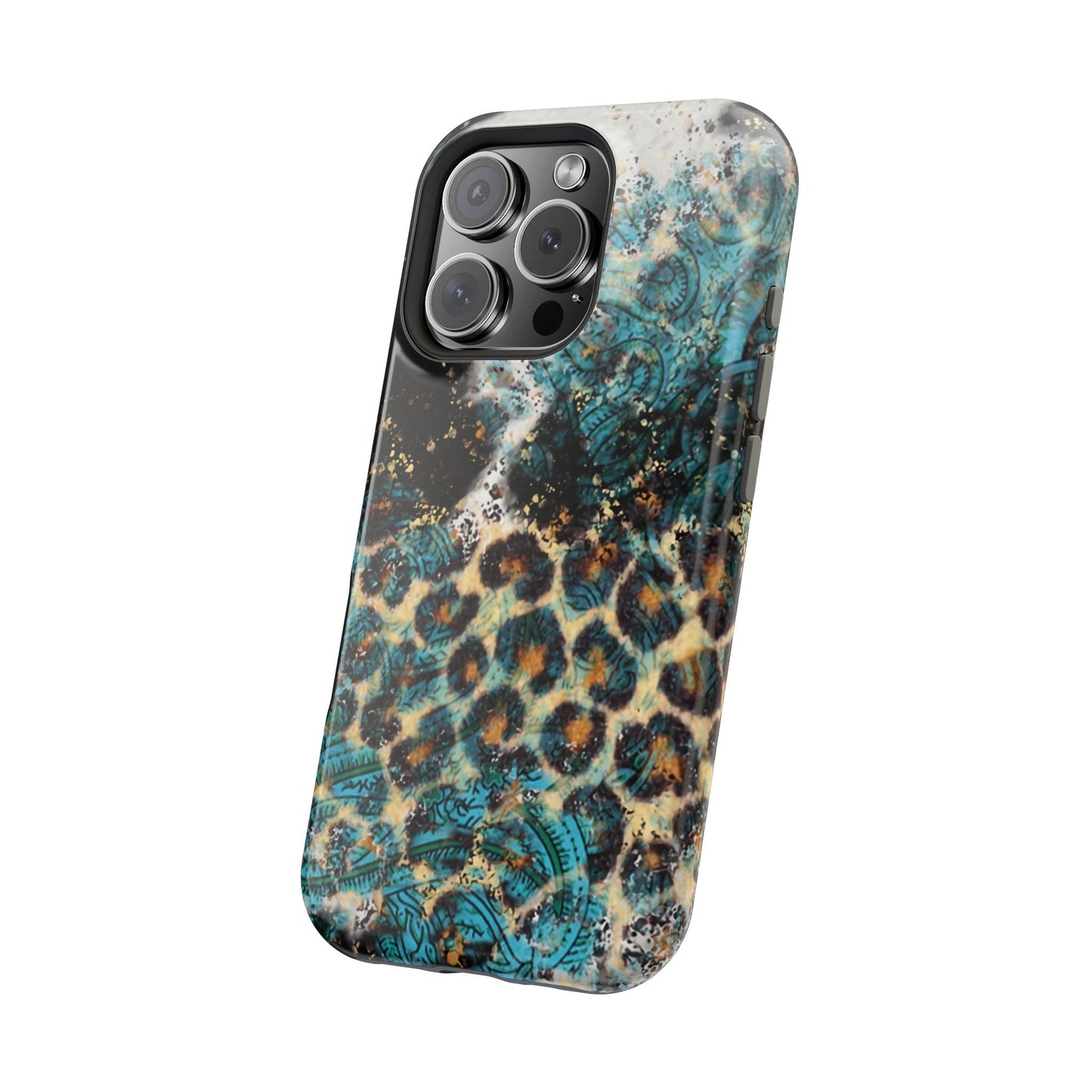 Turquoise Paisley Cowhide Leopard - MagSafe iPhone Series Case