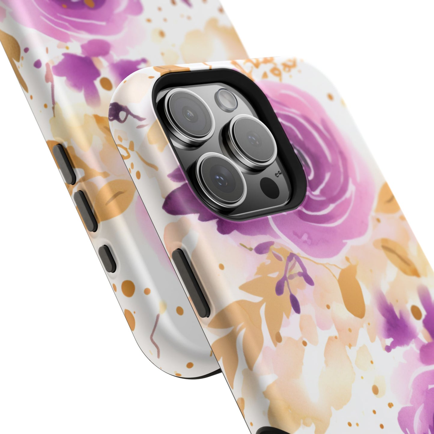 Soft Purple & Gold Floral Splash - MagSafe iPhone Series Case