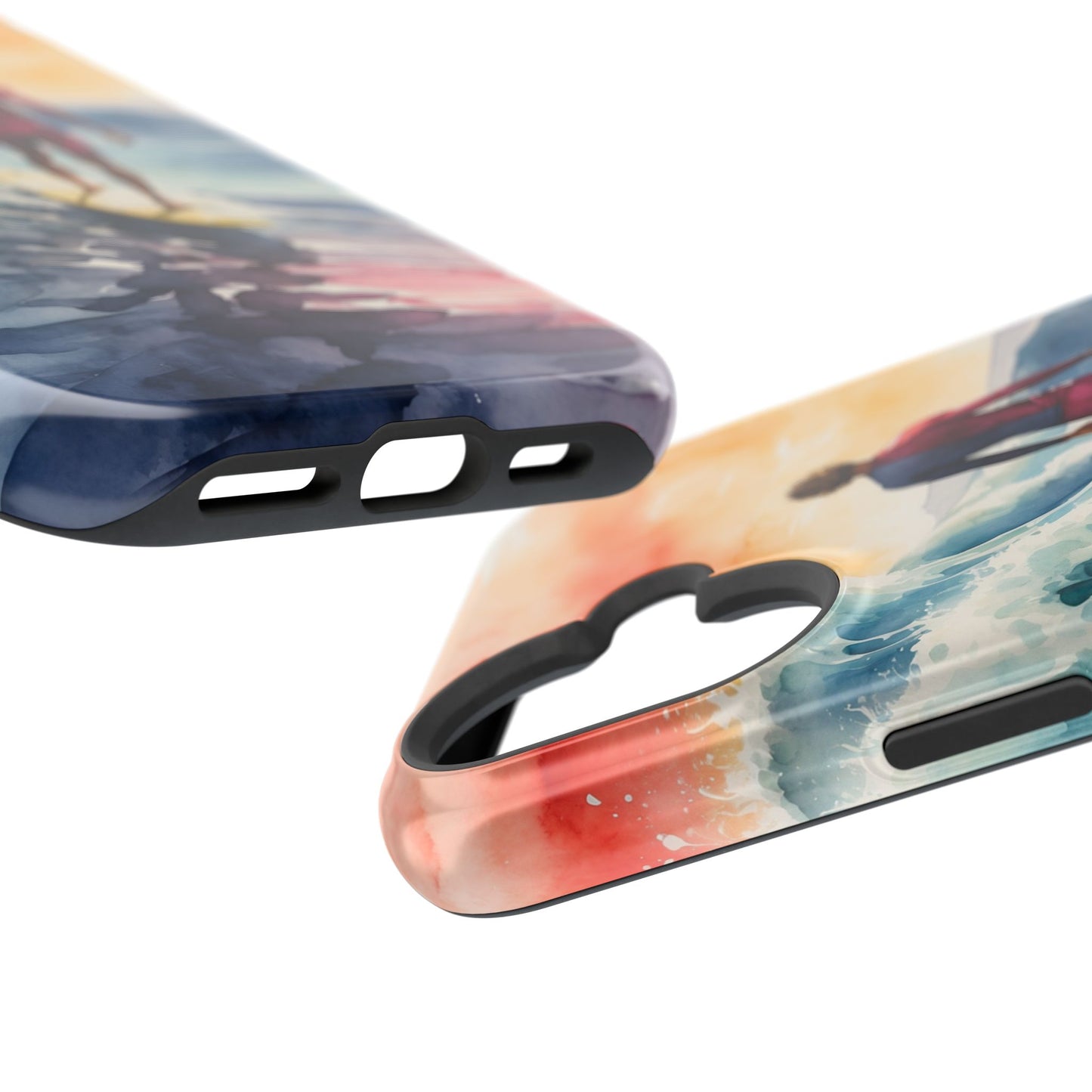 Surfer’s Sunset Wave MagSafe iPhone Case – Vibrant Watercolor Design