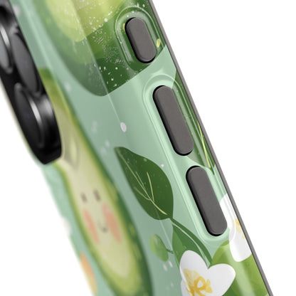 Smiling Avocados Tough MagSafe iPhone Case – Cute Avocado Design, Dual-Layer Protection