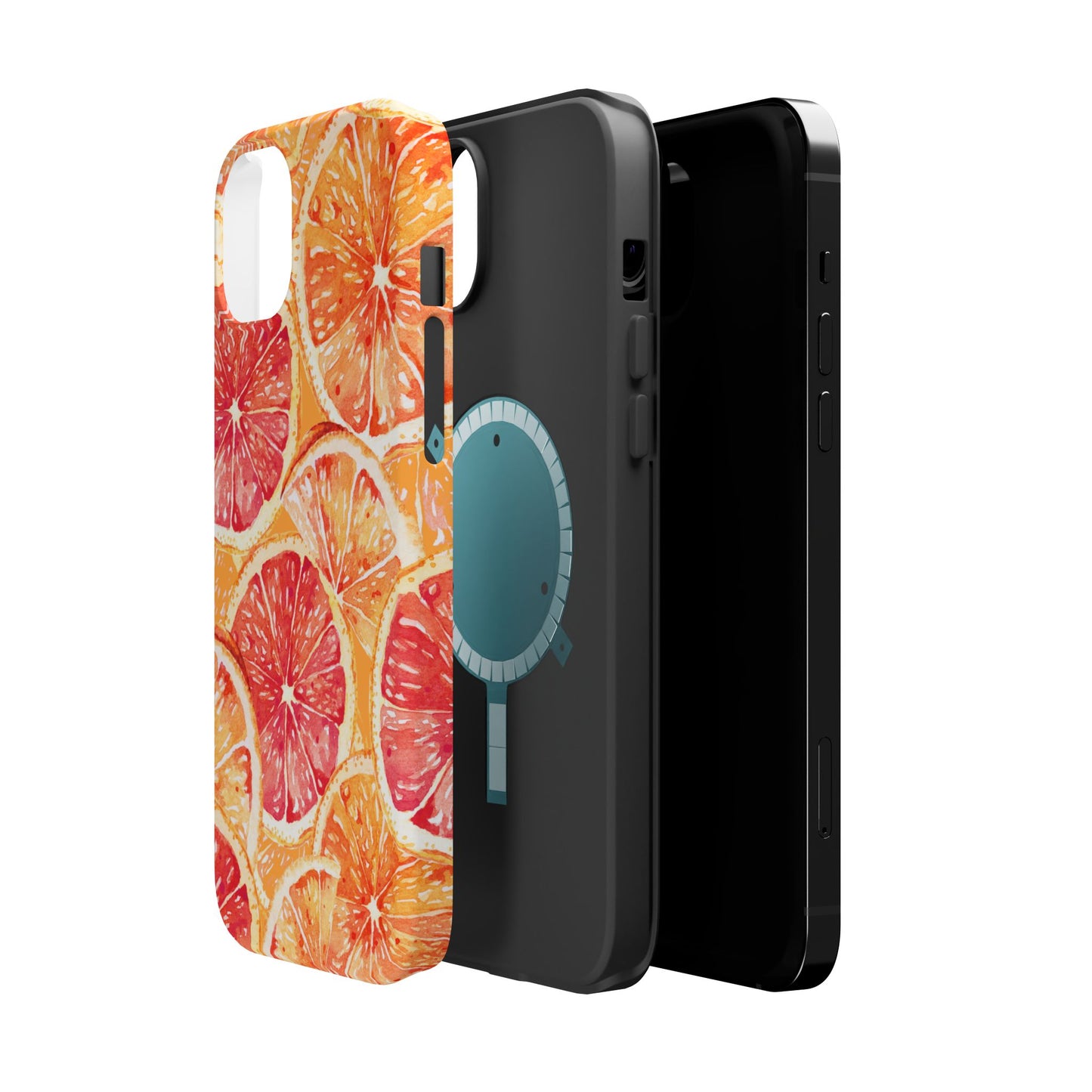 Watercolor Citrus Splash Tough MagSafe iPhone Case – Vibrant Fruit Print, Shock-Resistant Design