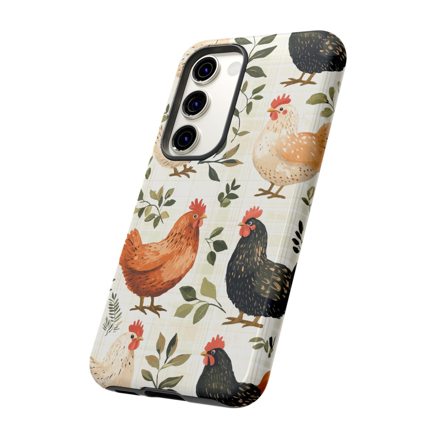 Samsung Galaxy Case: Vintage Chicken Farmhouse Case – Rustic Leaves Design