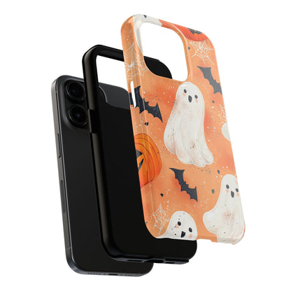 Spooky Cute Ghost iPhone Case – Halloween Ghosts, Pumpkins, Bats & Cobwebs Design