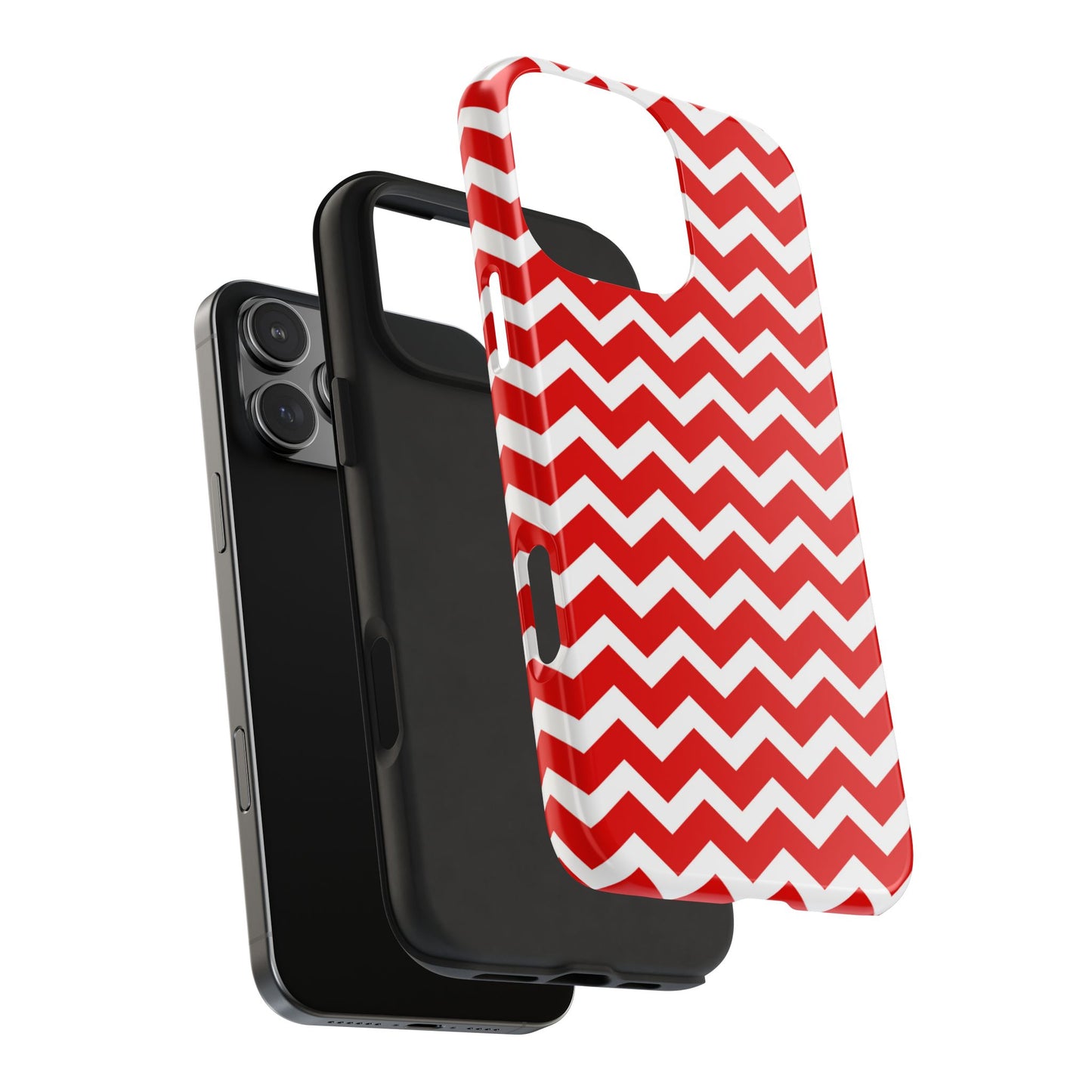 Bold Red & White Chevron – Modern Geometric iPhone Case