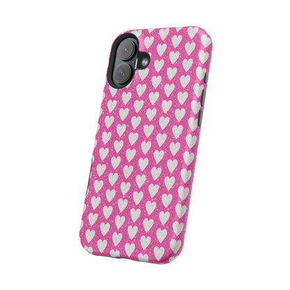 Pink Glitter Heart Pattern MagSafe Case