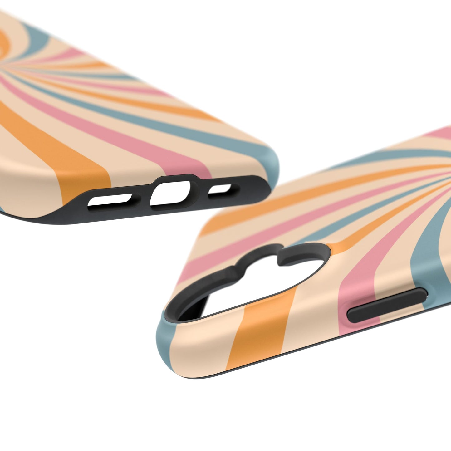 Retro Swirl Pattern MagSafe iPhone Case – Bold 70s Vibe in Pink, Orange, and Orange