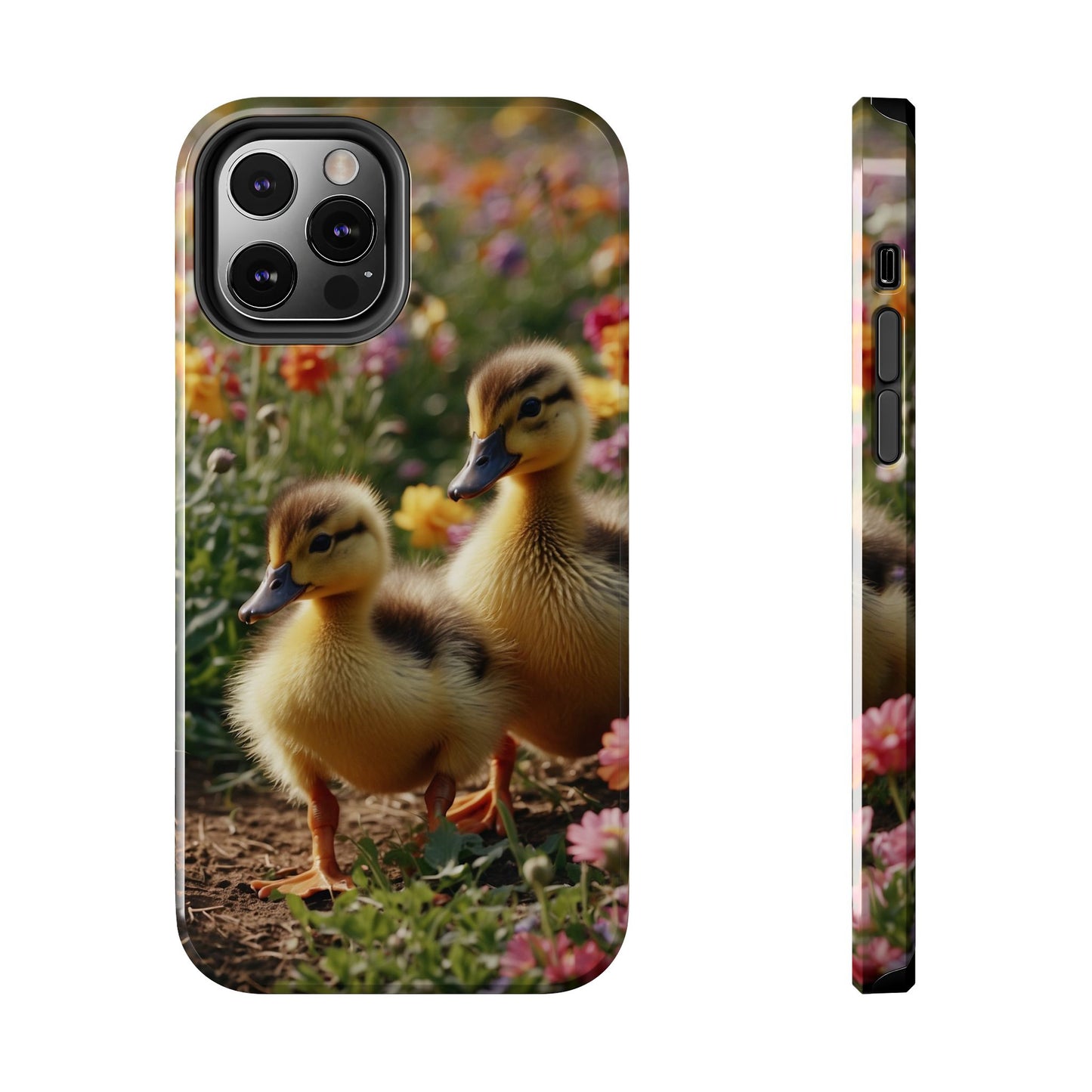 Charming Ducklings in Floral Garden - iPhone Case