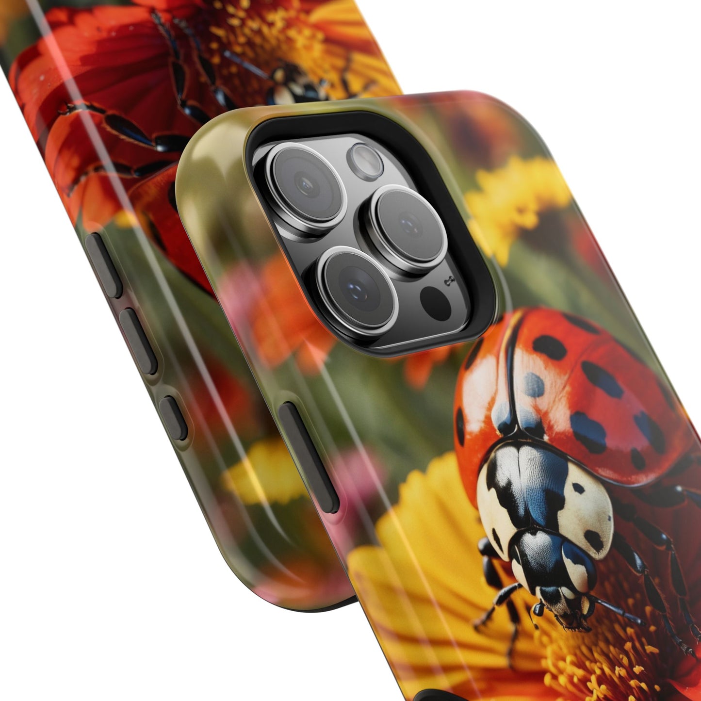 Ladybug on Orange Daisy - MagSafe iPhone Case