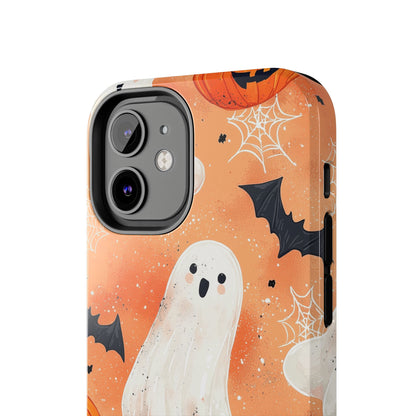 Spooky Cute Ghost iPhone Case – Halloween Ghosts, Pumpkins, Bats & Cobwebs Design - BOGO Cases