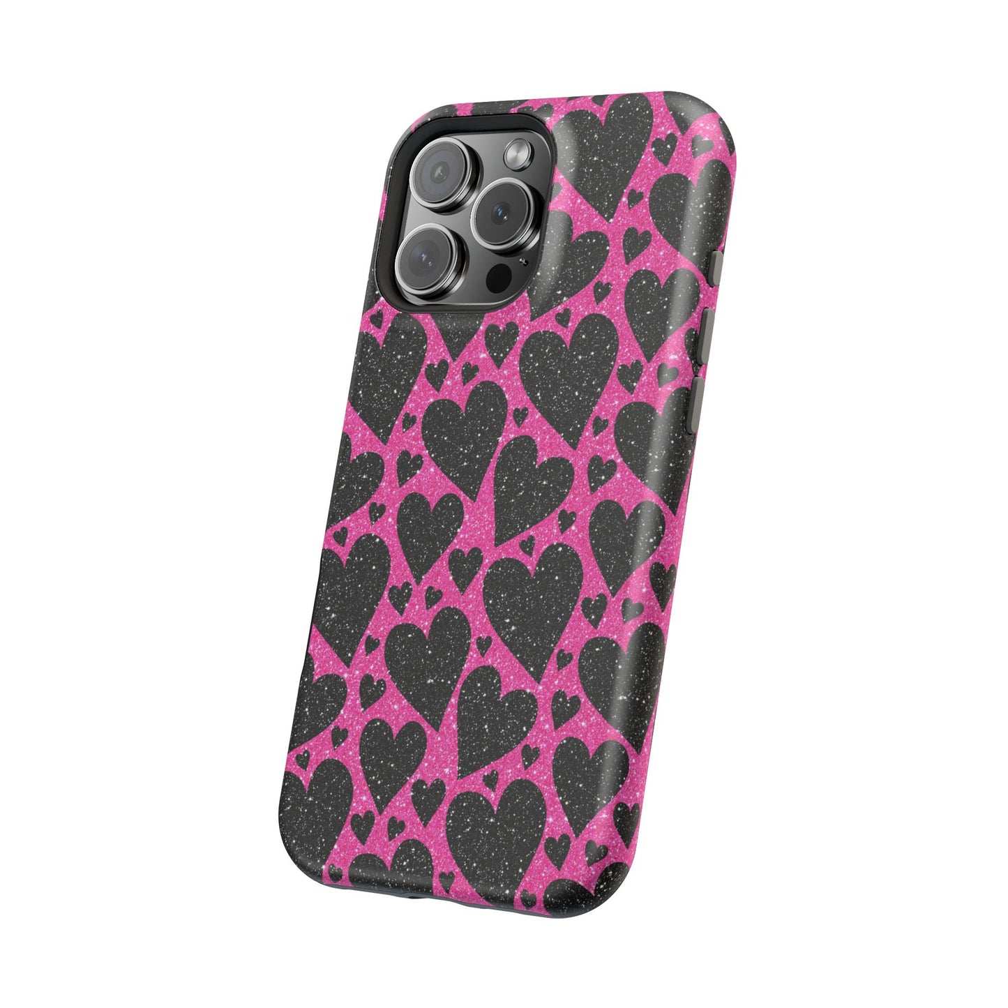 Pink Glitter Hearts MagSafe iPhone Case