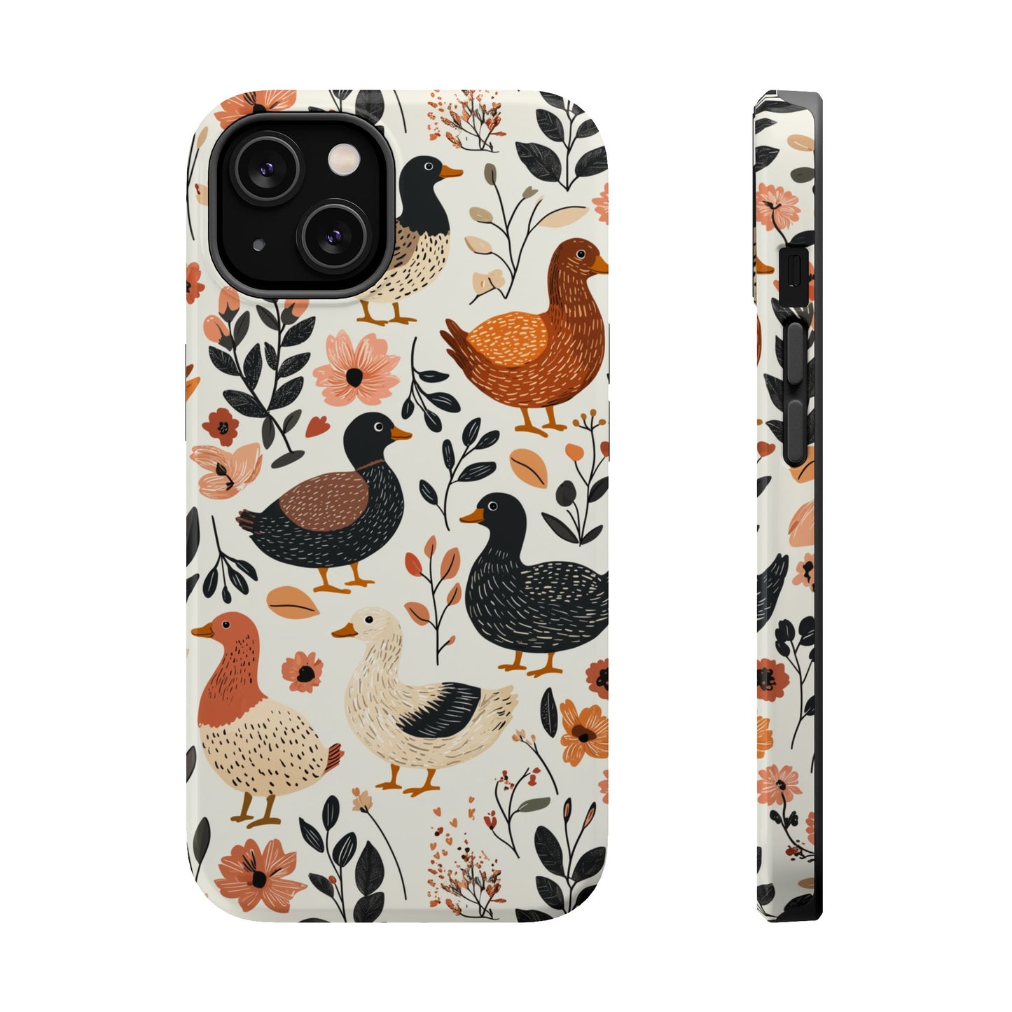 MagSafe iPhone Case: Vintage Duck – Floral & Leaf Design