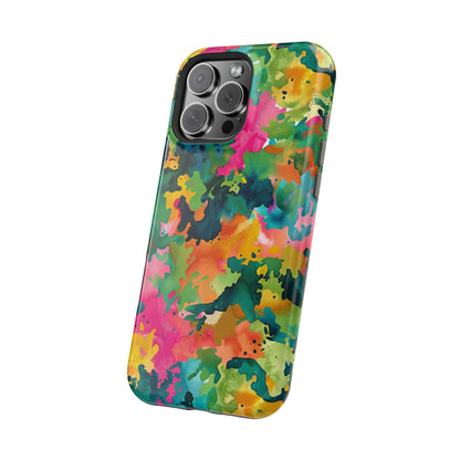 Vibrant Watercolor Splash MagSafe Case – Colorful Abstract Design with MagSafe Compatibility