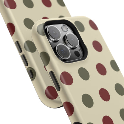 Red & Green Polka Dots on Cream – MagSafe iPhone Case